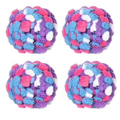 4 Knäuel Pomp-A-Doodle-Garn, 100 % Polyester, Jelly Bean, Pom-Pom, Knäuel zum Häkeln, Stricken, Decken, Matte, Haustiernest, 500 g (Wolkenmeer, L) von LONGJUN