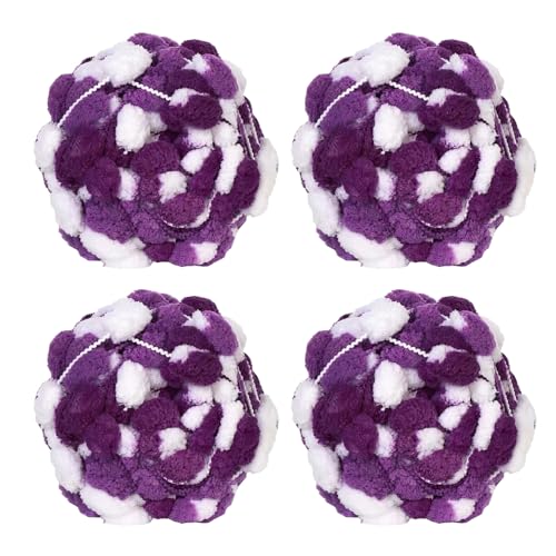 4 Knäuel Pomp-A-Doodle-Garn, 100 % Polyester, Jelly Bean, Pom-Pom, Knäuel zum Häkeln, Stricken, Decken, Matte, Haustiernest, 500 g (duftendes Lila, L) von LONGJUN