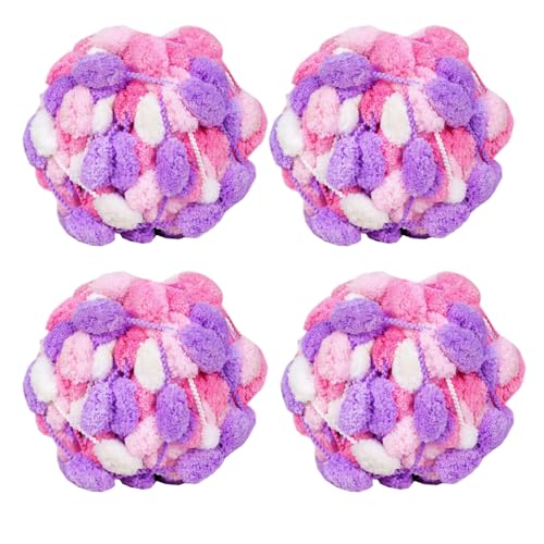 4 Knäuel Pomp-A-Doodle-Garn, 100 % Polyester, Jelly Bean, Pompon, Knäuel zum Häkeln, Stricken, Decken, Matte, Haustiernest, 500 g (Girl's Dream, L) von LONGJUN