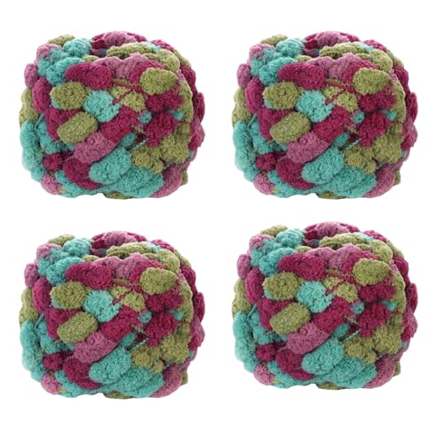 4 Knäuel Pomp-A-Doodle-Garn, 100 % Polyester, Jelly Bean, Pompon, Knäuel zum Häkeln, Stricken, Decken, Matte, Haustiernest, 500 g (Sommertraube, L) von LONGJUN