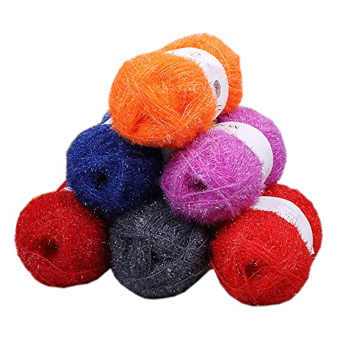 6 Knäuel Scrubby Sparkle Garn, Glasseide, flauschiges Polyester, Schrubbie, glänzendes Garn zum Häkeln, Stricken, Geschirrtücher, Waschlappen, DIY, 300 g (Mix 4, L) von LONGJUN