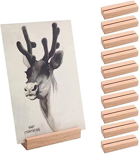 LONHCHI 10 Stücke Holz Kartenhalter,Tischkartenhalter,Fotohalter aus massivem Buchenholz Aturkarton Hochzeit Tischnummer Halter für Restaurants,Hochzeiten,Bankette und Partys Fotoständer(8x1,5x2,5cm) von LONHCHI