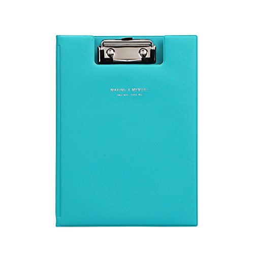 A5 Padfolio Klemmbrett Ordner Portfolio Notizblock Organizer mit Aufbewahrungstasche PU-Leder Klemmbrett Ordner mit Einband 12,7 x 20,3 cm Schreibblock Portfolio für Business Schule (Deep Sky Blue) von LONTG