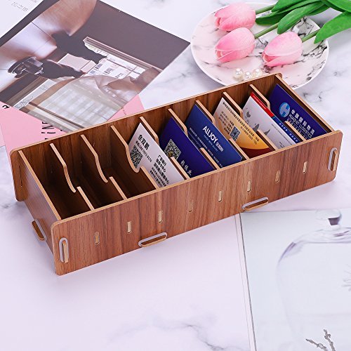 Schreibtisch Organizer Holz Stehsammler groß Visitenkartenhalter Kreativ DIY Stehordner Tisch Schreibwaren Magazin Dokument Visitenkarten Briefablage Büro Wohnzimmer Schreibtischorganizer 28.5*11*6cm von LONTG