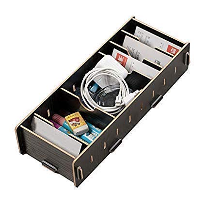 Schreibtisch Organizer Holz Visitenkartenbox mit 9 Fächern Büro Haushalt Ablagebox Schreibwaren Sammler DIY Briefablage Ablagefach Multifunktionale Aufbewahrungsbox für Karten Handy Fernbedienung von LONTG