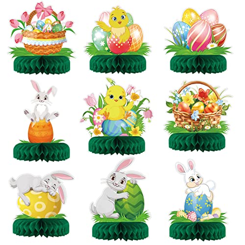 LOOPES 9tlg Deko Aufsteller für Ostern Dekofigur Osterdeko Figuren Tischdeko Osterhase Osterdekoration zum Hinstellen mit Wabenbälle für Frühlingsdeko Gartendeko von LOOPES