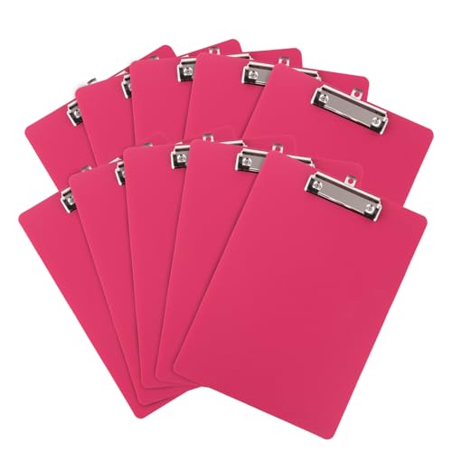 LOPYXBR 10 Stück Klemmbrett A4, Kunststoff Klemmbretter A4 mit Metalklemme und Aufhängeose, 315x225mm Rose Clipboard A4 für Schule,Zuhause, Büro von LOPYXBR