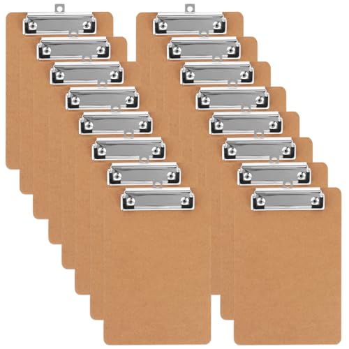 LOPYXBR 16 Stück Klemmbrett Holz A5, Klemmbretter A5 mit Metalklemme und Aufhängeose, 215x145mm Clipboard A5 für Schule,Zuhause, Büro von LOPYXBR