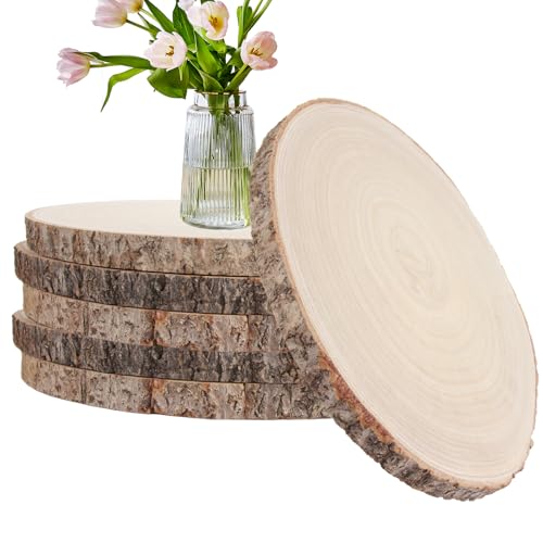 LOPYXBR Runde Holzscheiben zum Basteln, 25,4 - 30,5 cm, runde Holzscheiben, Paulownia-Holzkreise, Holzscheiben für Tafelaufsätze, Holzstücke für Bastelarbeiten, Weihnachten, Party, von LOPYXBR