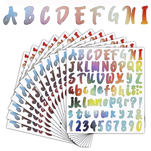 12 Blätter Selbstklebende Buchstaben Aufkleber Vinyl Klebebuchstaben Wetterfest Alphabet Aufkleber Selbstklebende Buchstaben Nummern Aufkleber für DIY Scrapbook Grußkarte von LOREC