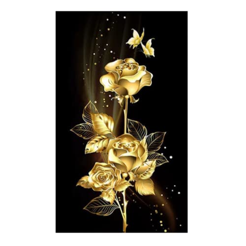 LOREC DIY Diamant Painting Blume mit Diamanten und Werkzeugtasche 5D Diamant Painting Rose Stickerei Diamonds Malerei Kits Goldene Rose Crystal Strass Stickerei Cross Stitch für Zimmer/Wall Decor von LOREC