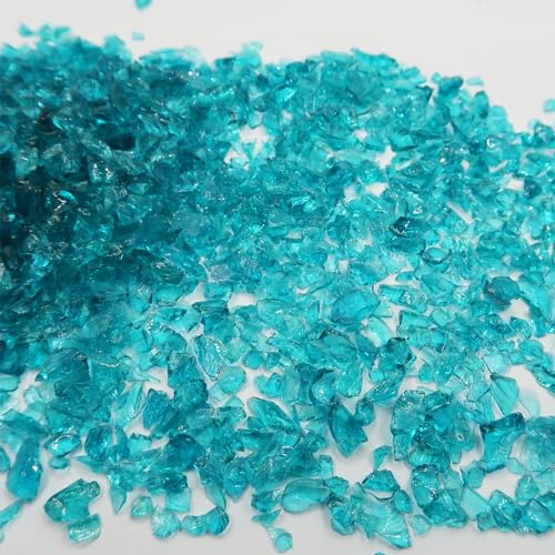 0,4 kg Cyan-Glassplitter, unregelmäßiger zerkleinerter Sand, zerbrochene Kristallchips für Epoxidharz, Kunstform, Handyhüllen, Schmuckherstellung – 3–6 mm von LOSKOSSLTDD1