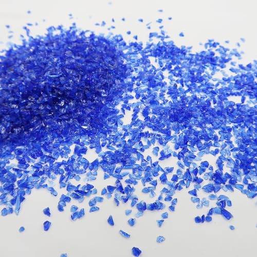 0,4 kg zerkleinerte Glassplitter, unregelmäßiger zerkleinerter Sand, zerbrochene Kristallchips für Epoxidharz, Kunstform, Handyhüllen, Schmuckherstellung, Dunkelblau, 1–3 mm von LOSKOSSLTDD1