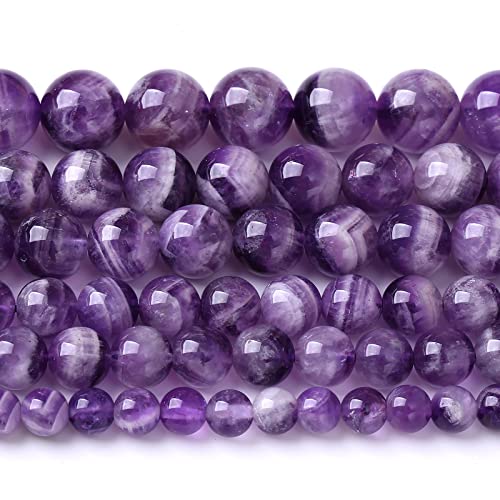 10 mm 38 Stück lila Amethyst-Traumspitzen-Perlen, natürlicher Quarz-Kristallstein, lose Perlen für Schmuckherstellung, DIY-Armbänder, Güteklasse A+, 38,1 cm Strang von LOSKOSSLTDD1