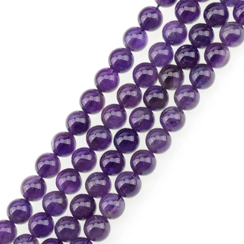 10 mm natürliche Amethyst-Perlen, runde Edelsteine, lose Perlen für Schmuckherstellung (38 Stück/Strang) von LOSKOSSLTDD1