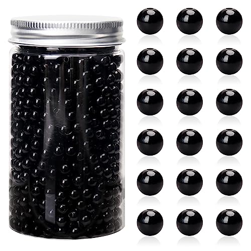 1000 Stück, 6 mm, schwarze Acryl-Perlen, glatte runde Perlen mit Flasche, Acryl-Bubblegum-Kugelperlen, Kunststoffperlen, klobige Perlen mit Loch für Schmuckherstellung, DIY Handwerk von LOSKOSSLTDD1