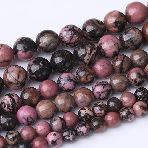 12 mm schwarze Rhodochrosit-Perlen, runde lose Perlen, natürliche Edelsteinperlen, Kristall-Energiesteinperlen für Schmuckherstellung, DIY, Armband, Halsketten von LOSKOSSLTDD1