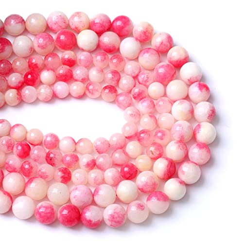 120 Stück 6 mm rosa Turmalin-Jade, 2 Stränge, Steinperlen für Schmuckherstellung, DIY, Armband, Halskette von LOSKOSSLTDD1