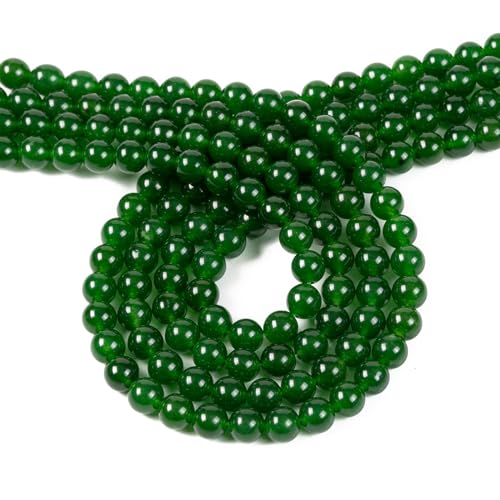 120 Stück 8 mm natürliche Edelsteine, rund, glatt, Abstandshalter für Schmuckherstellung, Gliederarmbänder, Halsketten, Strang mit Kristall-Stretchschnur, Abstandshalter (grüne Taiwan-Jade) von LOSKOSSLTDD1