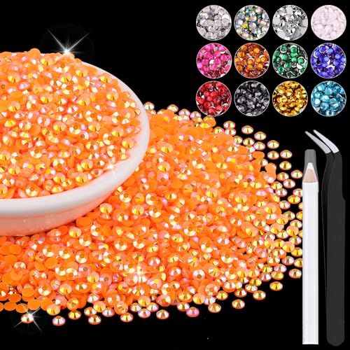 12000 Stück 2 mm Harz-Strasssteine in Großpackung (Orange AB), Bedazzling Flatback-Kristalle, Strasssteine für Bastelarbeiten, Nageldekoration, Edelsteine, Diomand-Anhänger für Becher, Schuhe, von LOSKOSSLTDD1