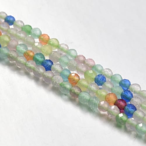 3 mm facettierte kleine Edelsteinperlen für DIY-Schmuckherstellung, natürliche runde Steinperlen, voller Strang, 38,1 cm (gemischte Farben, 3 mm) von LOSKOSSLTDD1