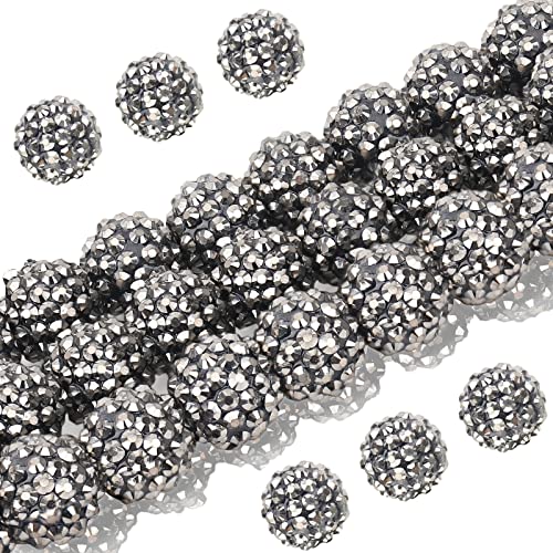 30 Stück 20 mm grobe Harz-Strassperlen, runde Discokugel-Perlen, Kaugummi-Perlen für Damen, Mädchen, Halskette, Armband, Schmuckherstellung, Handy, Schlüsselband, Haar-Accessoires, DIY, Handwerk (Gun von LOSKOSSLTDD1