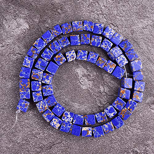 38 Stück 10 x 10 mm quadratische lapisblaue Howlith Edelsteine lose Perlen für Schmuckherstellung, DIY, handgefertigte Heilkraft, 1 Strang, 39,4 cm von LOSKOSSLTDD1