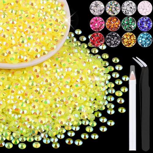 4000 Stück 4 mm Harz-Strasssteine in Großpackung (Zitronengelb AB), Bedazzling Flatback Kristalle, Strasssteine für Bastelarbeiten, Nageldekoration, Edelsteine, Diomand-Anhänger für Becher, Schuhe, von LOSKOSSLTDD1