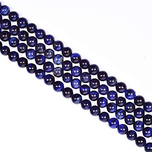 60 Stück 6 mm große, natürliche blaue Lapislazuli-Tigeraugen-Steinperlen für Schmuckherstellung, Heilkraft, Kristall, glatt, rund, lose Perlen, 38,1 cm pro Strang von LOSKOSSLTDD1