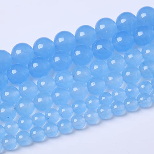 8 mm blaue Chalcedon-Perlen, runde lose Perlen, natürliche Edelsteinperlen, Kristall-Energiesteinperlen für Schmuckherstellung, DIY, Armband, Halskette von LOSKOSSLTDD1