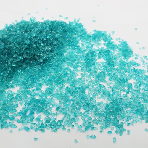 Cyanfarbene zerkleinerte Glassplitter, unregelmäßiger zerkleinerter Sand, zerbrochene Kristallchips für Epoxidharz, Kunstform, Handyhüllen, Schmuckherstellung, 1–3 mm von LOSKOSSLTDD1