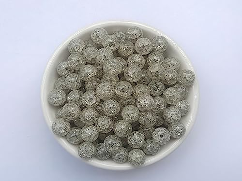 Glasperlen, 10 mm, Craquelé-Glasperlen, rund, glatt, lose Perlen für Armbänder, Halsketten, Schmuckherstellung, Basteln, DIY (10 mm, 51019 Crackle Grey) von LOSKOSSLTDD1