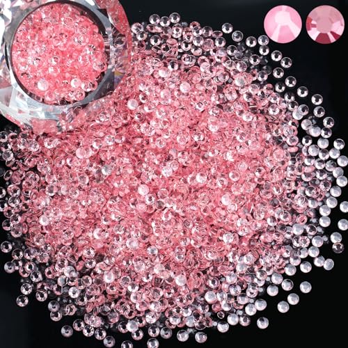 Großpackung 1000 Stück 6 mm transparente rosa Harz-Strasssteine mit flacher Rückseite, rund, nicht Hotfix, flache Rückseite, Kunstharz-Strasssteine für Nägel, Becher, DIY-Bling-Verzierungen, von LOSKOSSLTDD1