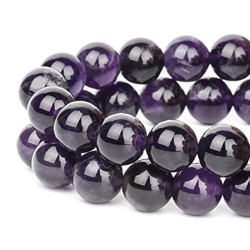 Lt. Amethyst-Perlen, rund, 8 mm, 45 Stück, Natursteinperlen für Schmuckherstellung, Bastelarbeiten, Armbänder, Halsketten und Ohrringe von LOSKOSSLTDD1