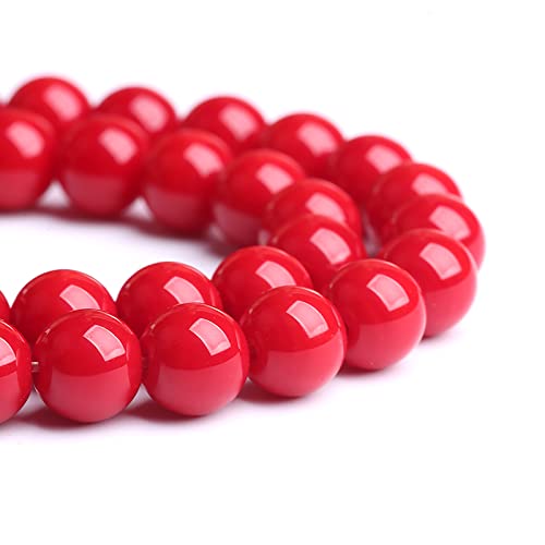 Rote Glasperlen, rund, für Schmuckherstellung, Armband, Halskette, 10 mm, 75 Stück von LOSKOSSLTDD1