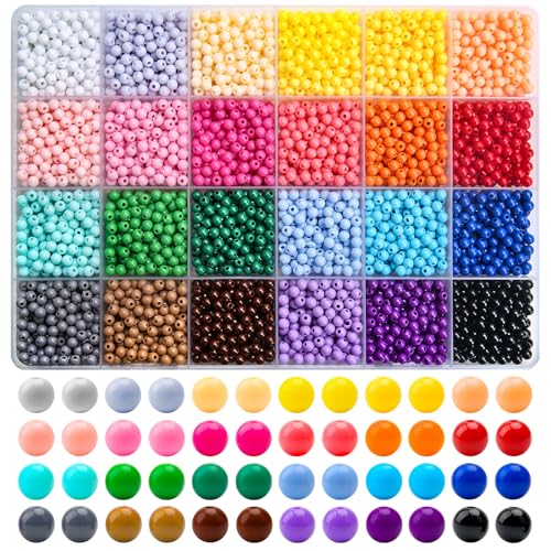 Runde Acrylperlen in Bonbonfarben, 4 mm, 3600 Stück, 24 Farben, sortiert, Kunststoffperlen mit Loch, lose Perlen für Armbänder, Halsketten, Schmuckherstellung, DIY Handwerk Runde Acrylperlen in Bonbonfarben, 4 mm, 3600 Stück, 24 Farben, sortiert, Kunststoffperlen mit Loch, lose Perlen für Armbänder, Halsketten, Schmuckherstellung, DIY Handwerk von LOSKOSSLTDD1