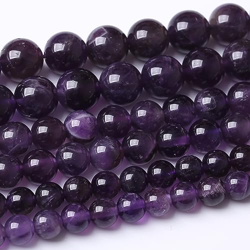 Runde lose Amethyst-Perlen, natürliche Edelsteinperlen, Kristall-Energiesteinperlen für Schmuckherstellung, Armband, Halskette, 10 mm von LOSKOSSLTDD1