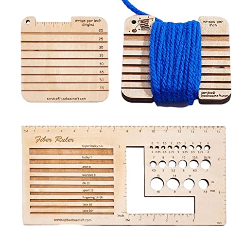 LOSOO Nadellehre Werkzeug, Square Wood Control Strickwerkzeug, Multifunktionales Kombinationslineal Nadelgrößenwerkzeug Messwerkzeug. von LOSOO