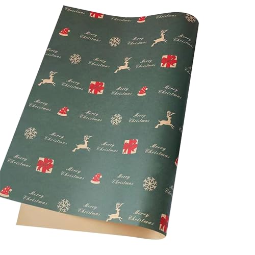 LOSVIP # 5PC Christmas Wrapping Paper Xmas Wrapping Paper Recyclable Kraft Paper For Christmas Boxes Gift Wrap Birthday Festival Decorations 50x70cm (GN1, A) von LOSVIP