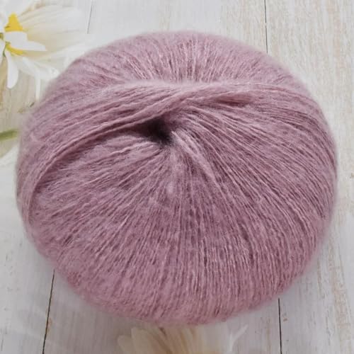 LOUKEKE 1 Stück 50 g Mohair-Seidenwolle, Garn 15% Wolle, 15% Mohair, 40% Acryl, 30% Nylon, weiches Häkelgarn, Handgestrickt, Schal, 330 m/361 yd von LOUKEKE