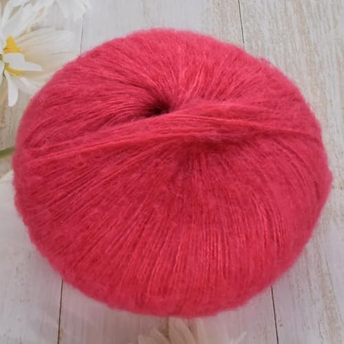 LOUKEKE 1 Stück 50 g Mohair-Seidenwolle, Garn 15% Wolle, 15% Mohair, 40% Acryl, 30% Nylon, weiches Häkelgarn, Handgestrickt, Schal, 330 m/361 yd von LOUKEKE