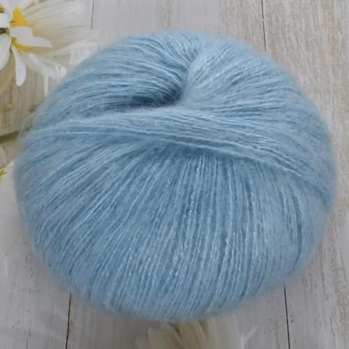 LOUKEKE 1 Stück 50 g Mohair-Seidenwolle, Garn 15% Wolle, 15% Mohair, 40% Acryl, 30% Nylon, weiches Häkelgarn, Handgestrickt, Schal, 330 m/361 yd von LOUKEKE