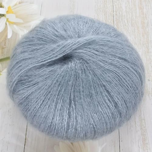 LOUKEKE 1 Stück 50 g Mohair-Seidenwolle, Garn 15% Wolle, 15% Mohair, 40% Acryl, 30% Nylon, weiches Häkelgarn, Handgestrickt, Schal, 330 m/361 yd von LOUKEKE