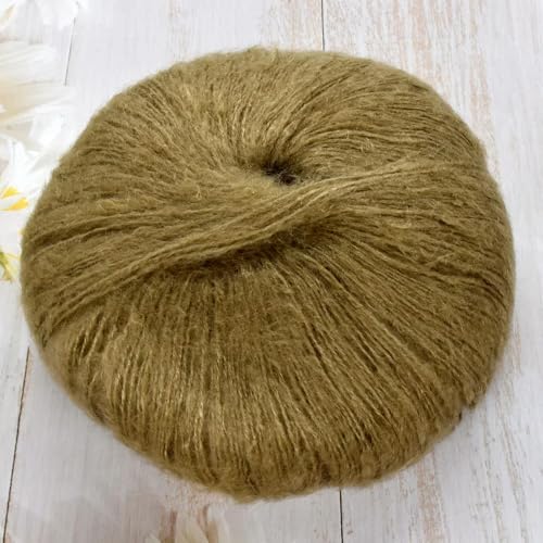 LOUKEKE 1 Stück 50 g Mohair-Seidenwolle, Garn 15% Wolle, 15% Mohair, 40% Acryl, 30% Nylon, weiches Häkelgarn, Handgestrickt, Schal, 330 m/361 yd von LOUKEKE