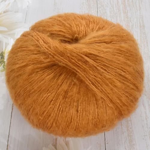 LOUKEKE 1 Stück 50 g Mohair-Seidenwolle, Garn 15% Wolle, 15% Mohair, 40% Acryl, 30% Nylon, weiches Häkelgarn, Handgestrickt, Schal, 330 m/361 yd von LOUKEKE