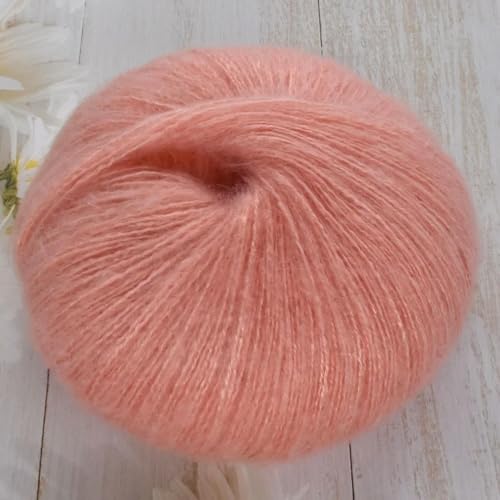 LOUKEKE 1 Stück 50 g Mohair-Seidenwolle, Garn 15% Wolle, 15% Mohair, 40% Acryl, 30% Nylon, weiches Häkelgarn, Handgestrickt, Schal, 330 m/361 yd von LOUKEKE