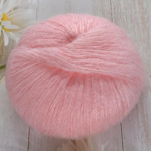 LOUKEKE 1 Stück 50 g Mohair-Seidenwolle, Garn 15% Wolle, 15% Mohair, 40% Acryl, 30% Nylon, weiches Häkelgarn, Handgestrickt, Schal, 330 m/361 yd von LOUKEKE