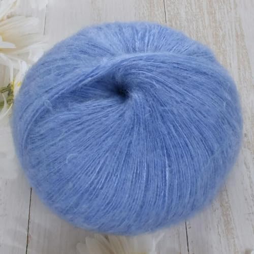 LOUKEKE 1 Stück 50 g Mohair-Seidenwolle, Garn 15% Wolle, 15% Mohair, 40% Acryl, 30% Nylon, weiches Häkelgarn, Handgestrickt, Schal, 330 m/361 yd von LOUKEKE