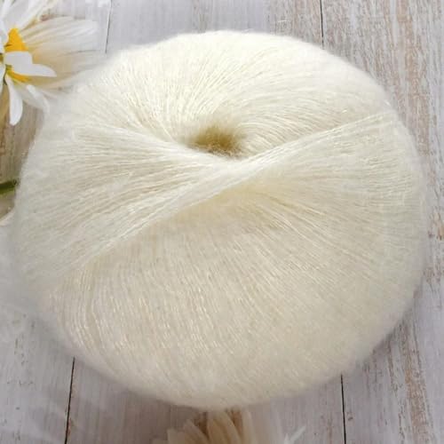 LOUKEKE 1 Stück 50 g Mohair-Seidenwolle, Garn 15% Wolle, 15% Mohair, 40% Acryl, 30% Nylon, weiches Häkelgarn, Handgestrickt, Schal, 330 m/361 yd von LOUKEKE