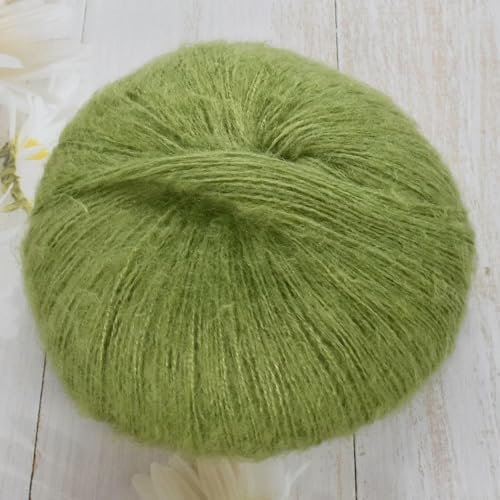 LOUKEKE 1 Stück 50 g Mohair-Seidenwolle, Garn 15% Wolle, 15% Mohair, 40% Acryl, 30% Nylon, weiches Häkelgarn, Handgestrickt, Schal, 330 m/361 yd von LOUKEKE